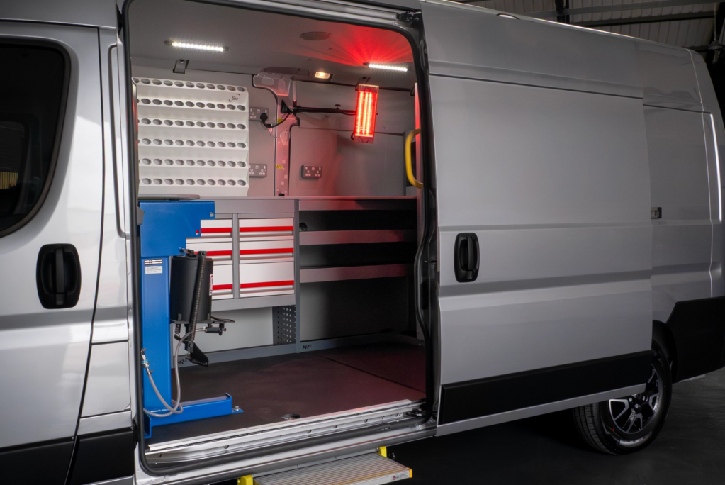 Workshop area inside a SMART Repair Van