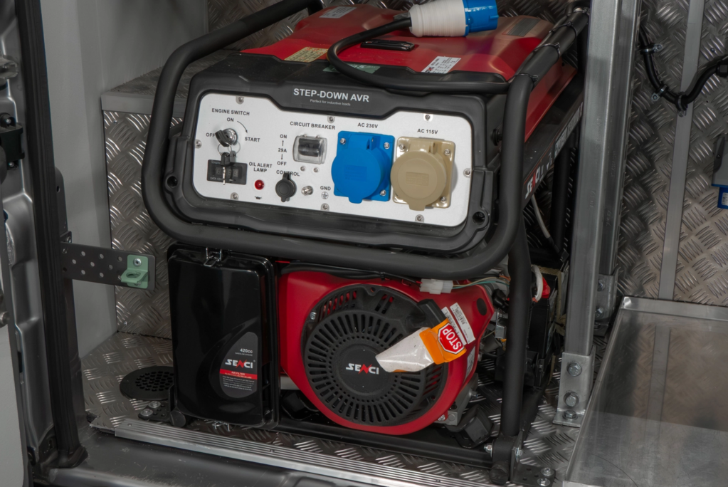 Diesel Generator in the back of a SMART Repair Van